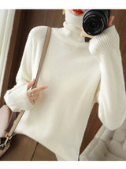 Damen Rollkragenpullover Feinstrick Einfarbig Beige