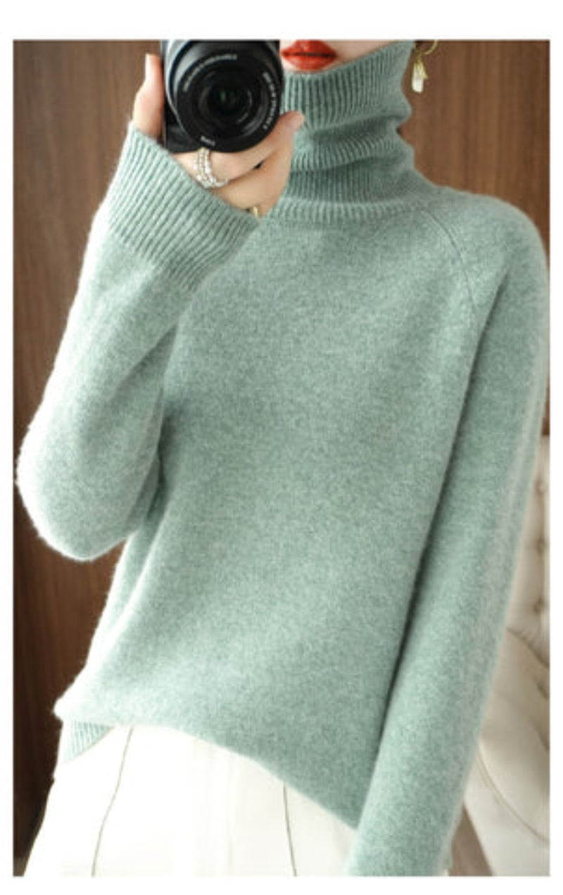 Damen Rollkragenpullover Feinstrick Einfarbig Beige