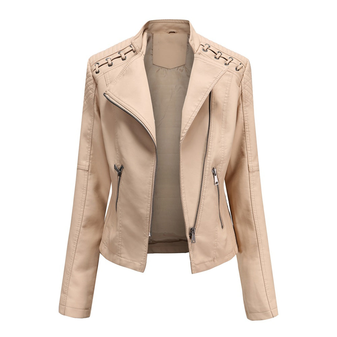 Damen Modische Jacke Asymmetrischer Reißverschluss