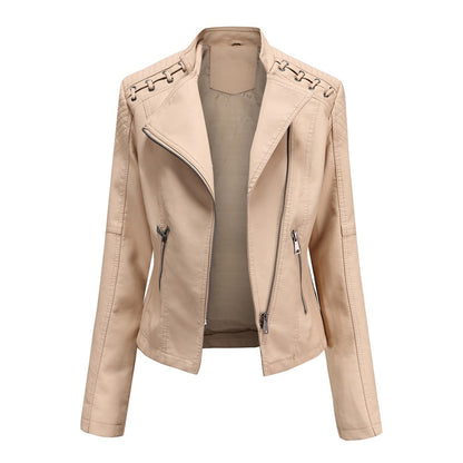 Eveloria Damen Lederjacke Slim Fit