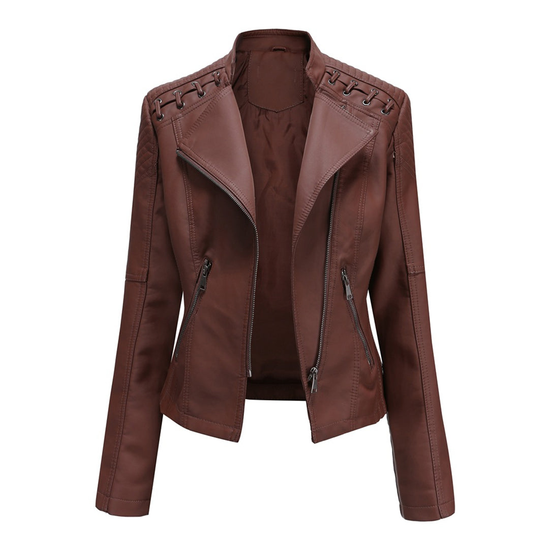 Eveloria Damen Lederjacke Slim Fit