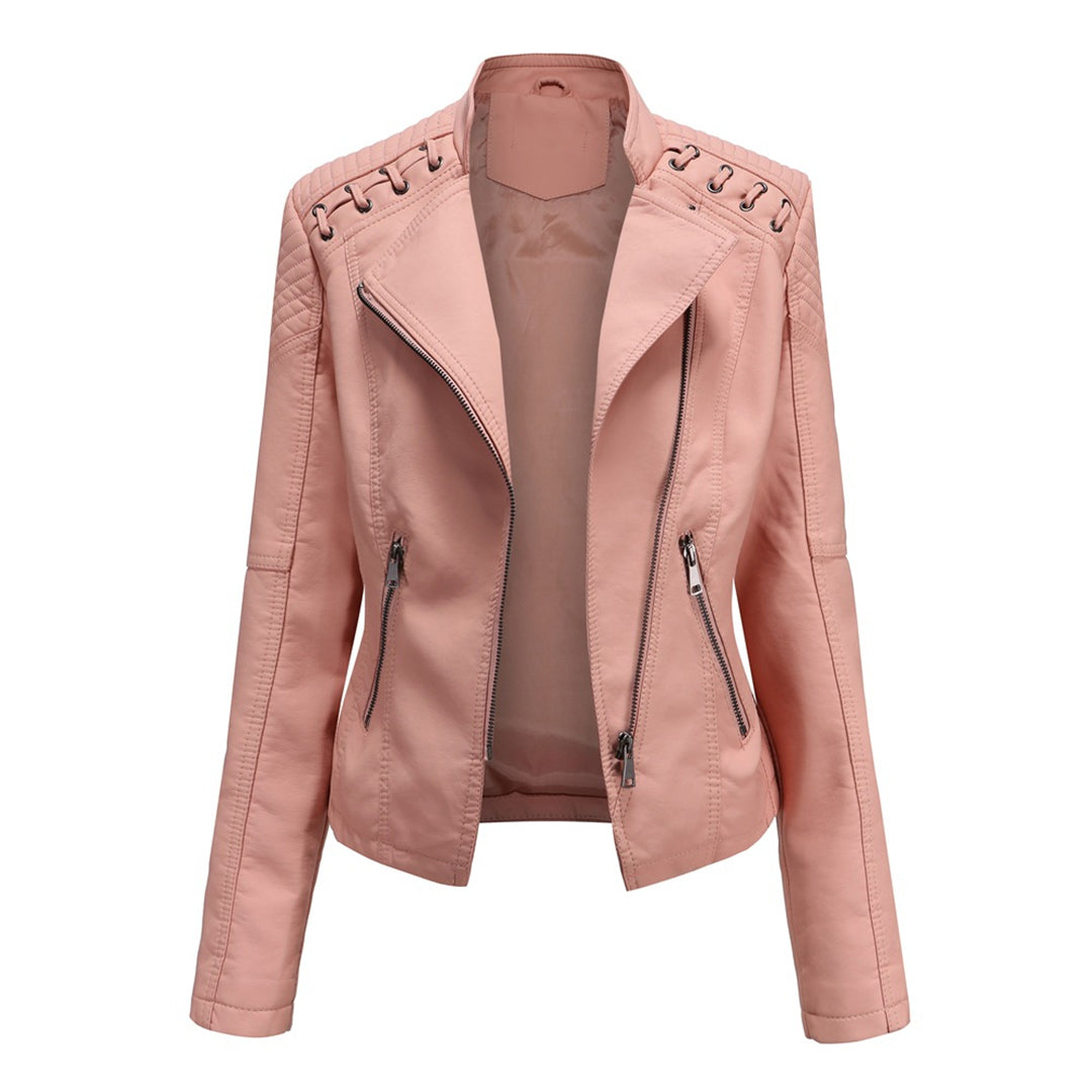 Eveloria Damen Lederjacke Slim Fit