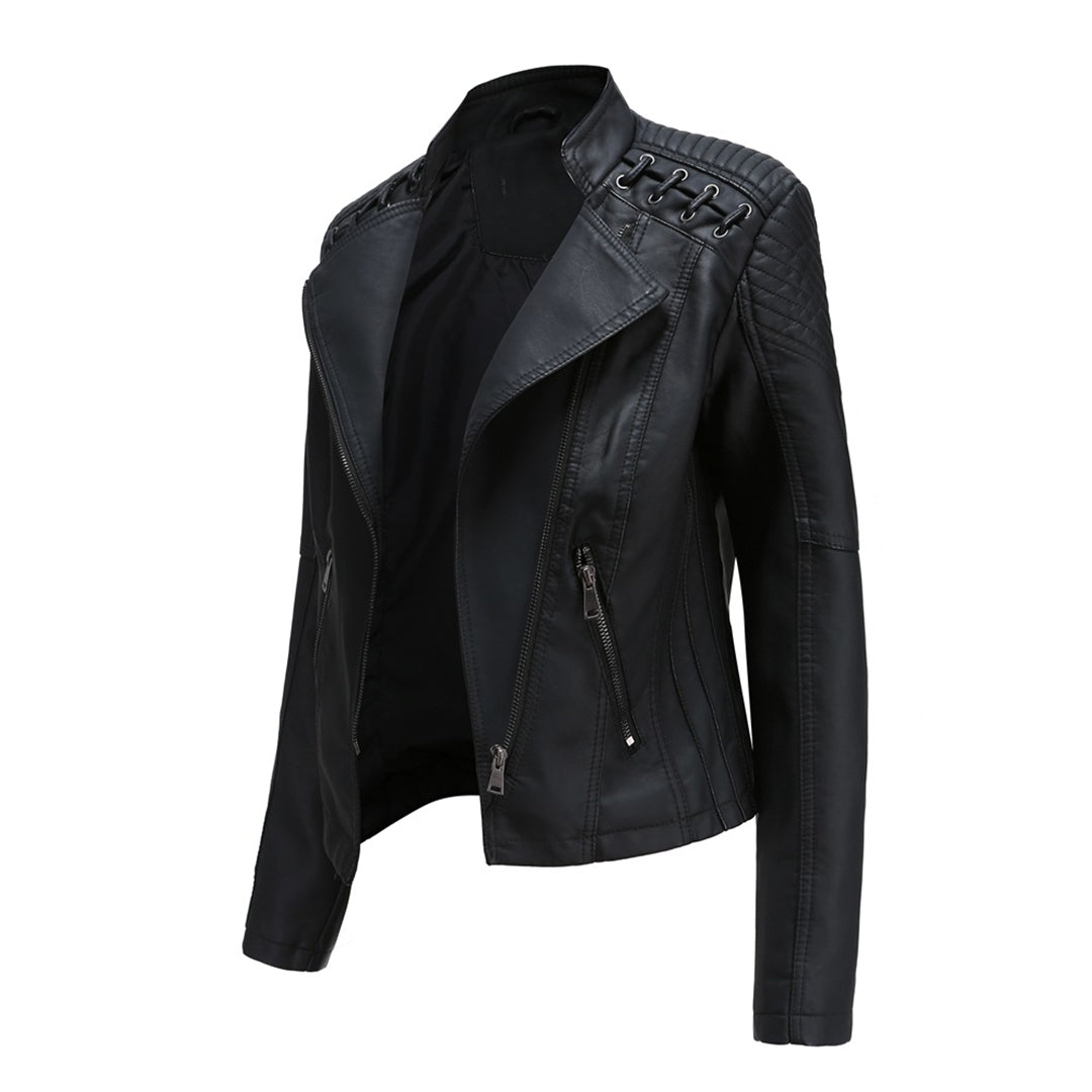 Damen Modische Jacke Asymmetrischer Reißverschluss