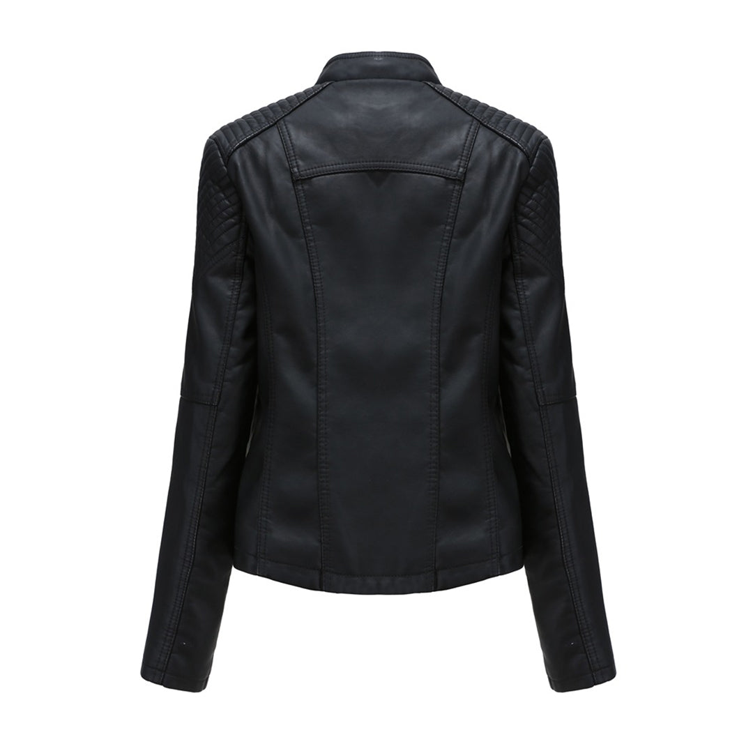 Eveloria Damen Lederjacke Slim Fit