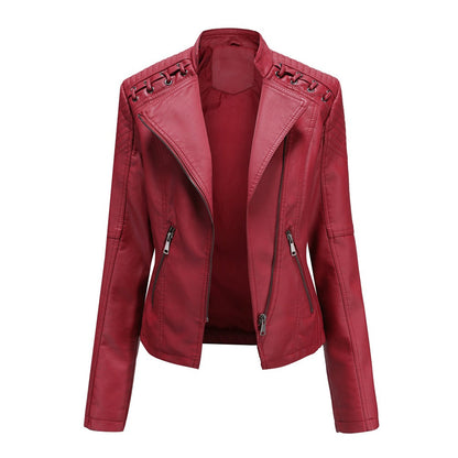 Eveloria Damen Lederjacke Slim Fit