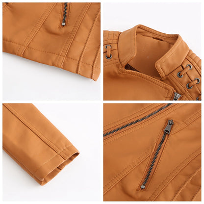 Eveloria Damen Lederjacke Slim Fit