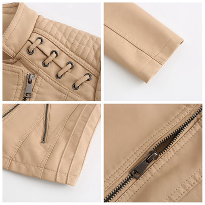 Eveloria Damen Lederjacke Slim Fit