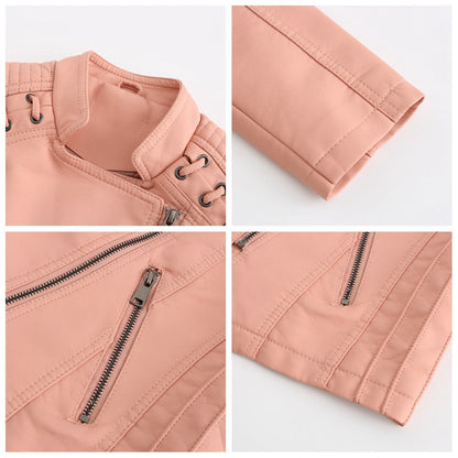 Eveloria Damen Lederjacke Slim Fit