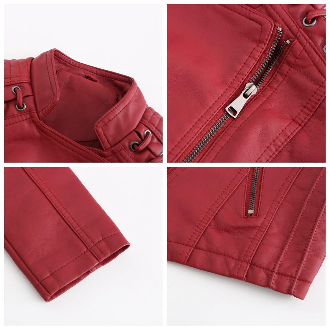 Eveloria Damen Lederjacke Slim Fit