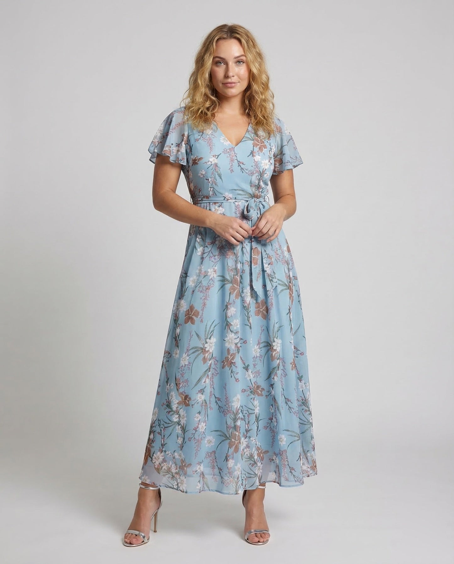 Damen Maxikleid Floralmuster Baumwolle Lang - Eveloria