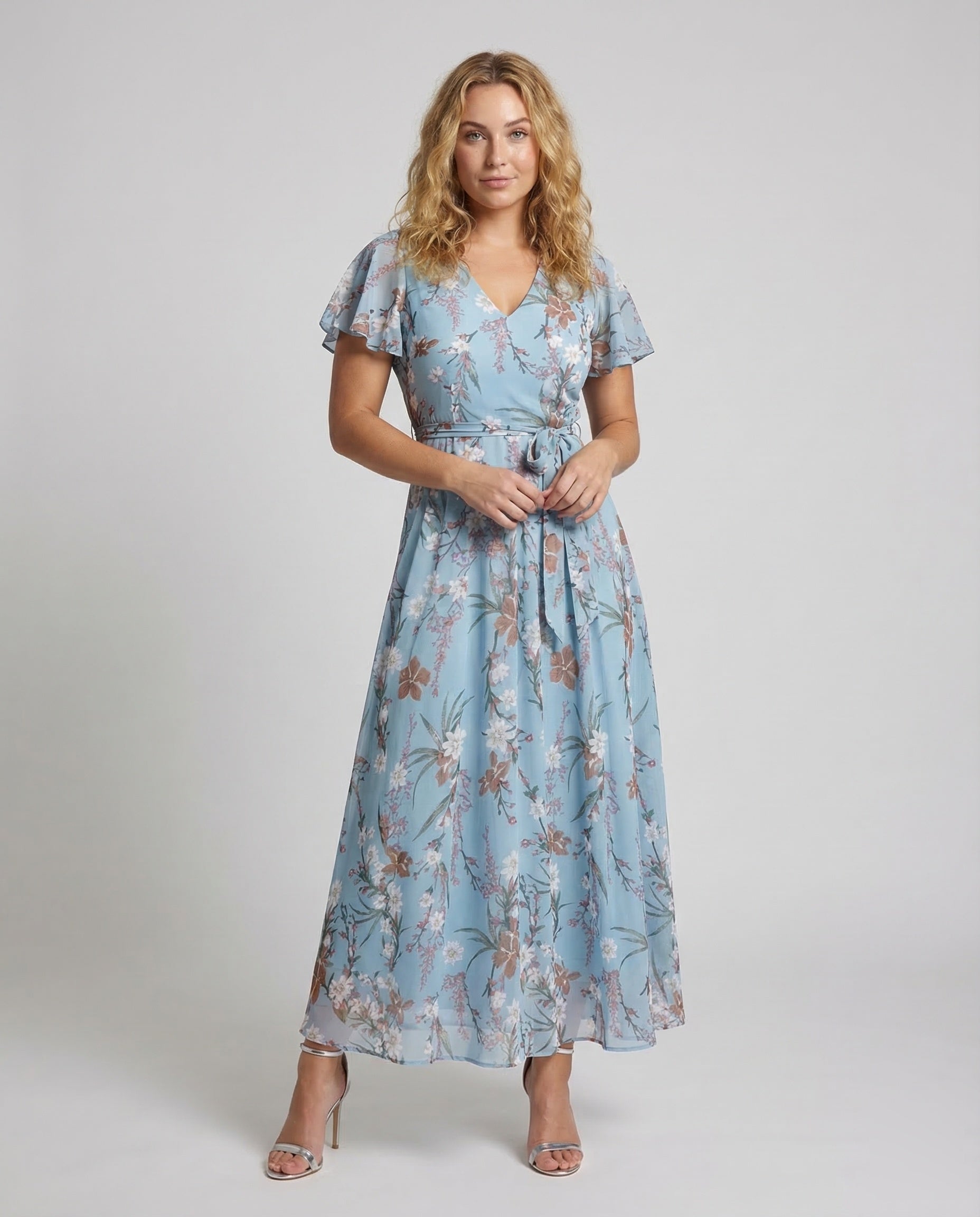Damen Maxikleid Floralmuster Baumwolle Lang - Eveloria