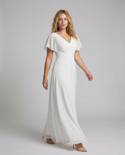 Damen Abendkleid Lang Tüll V-Ausschnitt - Eveloria