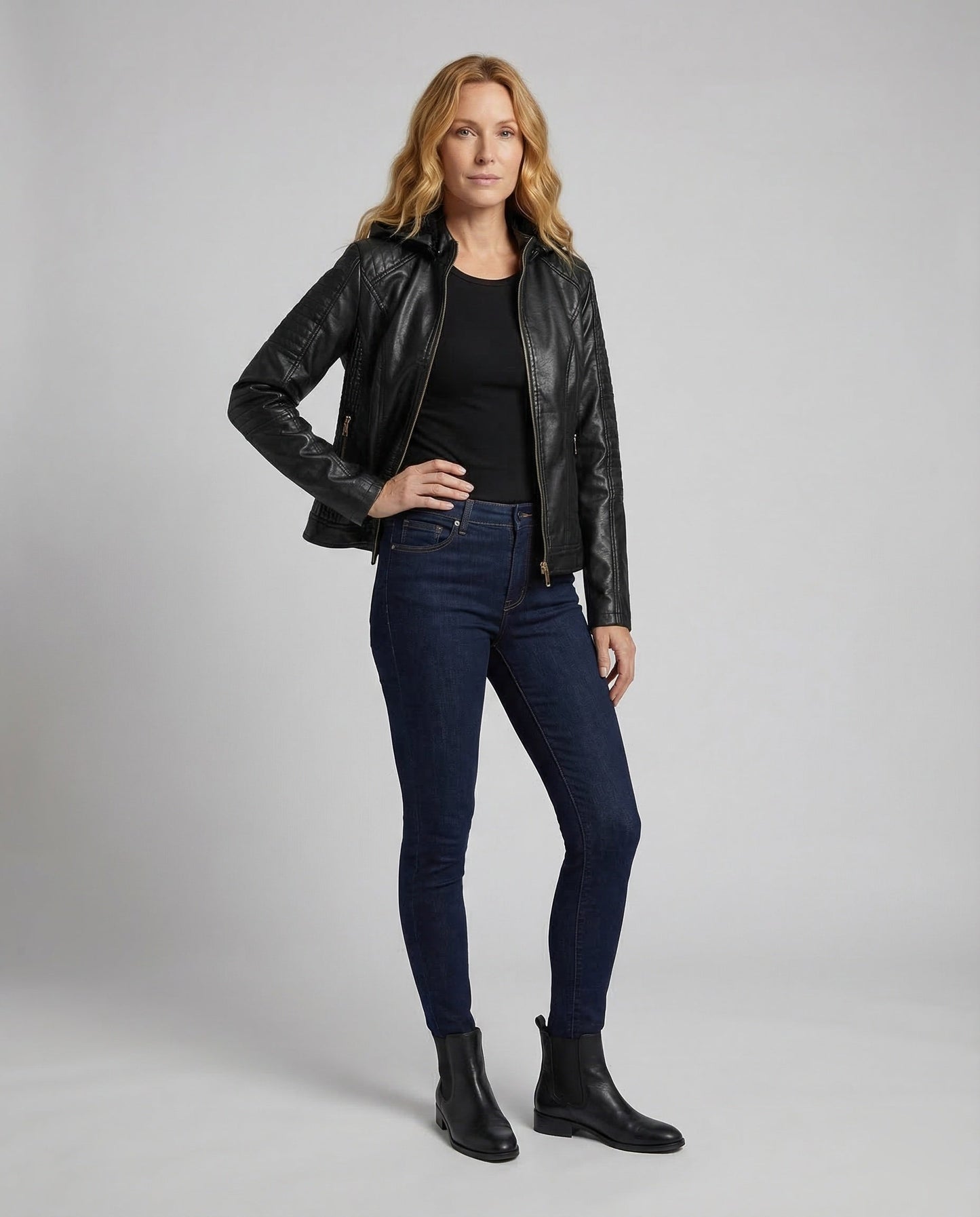 Damen Übergangsjacke Schwarz Teddyfutter - Eveloria