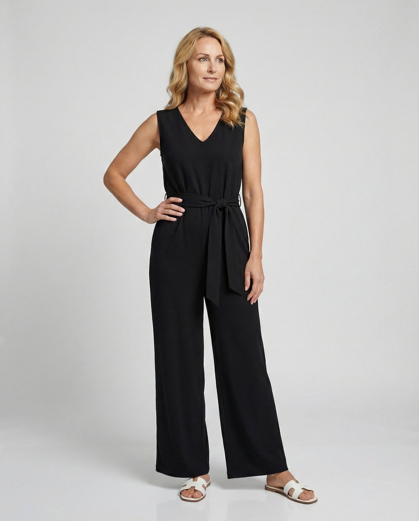 Damen Jumpsuit Elegant Taillengürtel - Eveloria