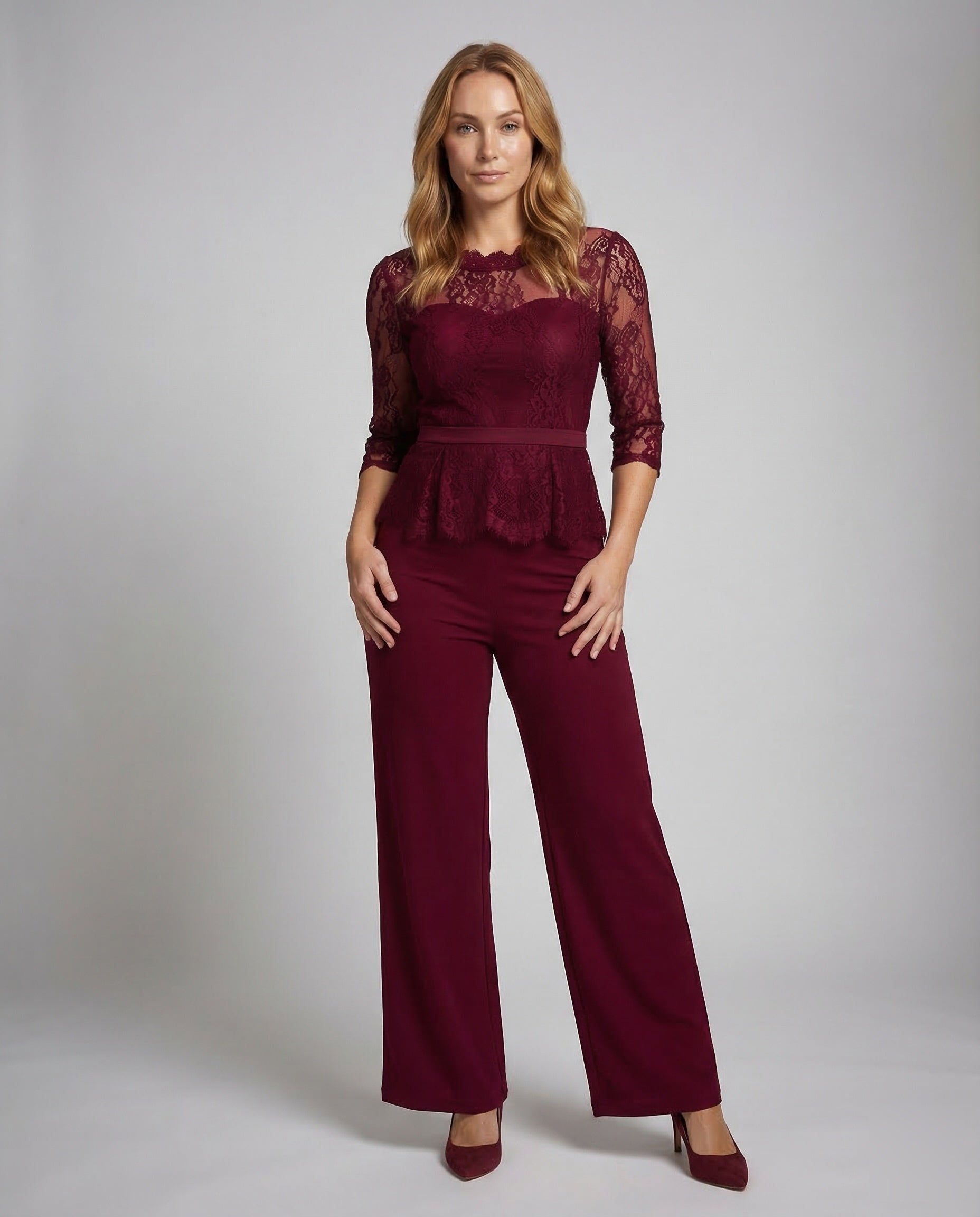 Damen Jumpsuit Spitze Transparent Elegant - Eveloria