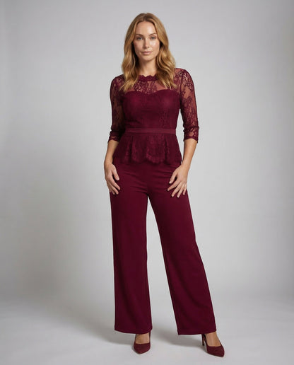 Damen Jumpsuit Spitze Transparent Elegant - Eveloria