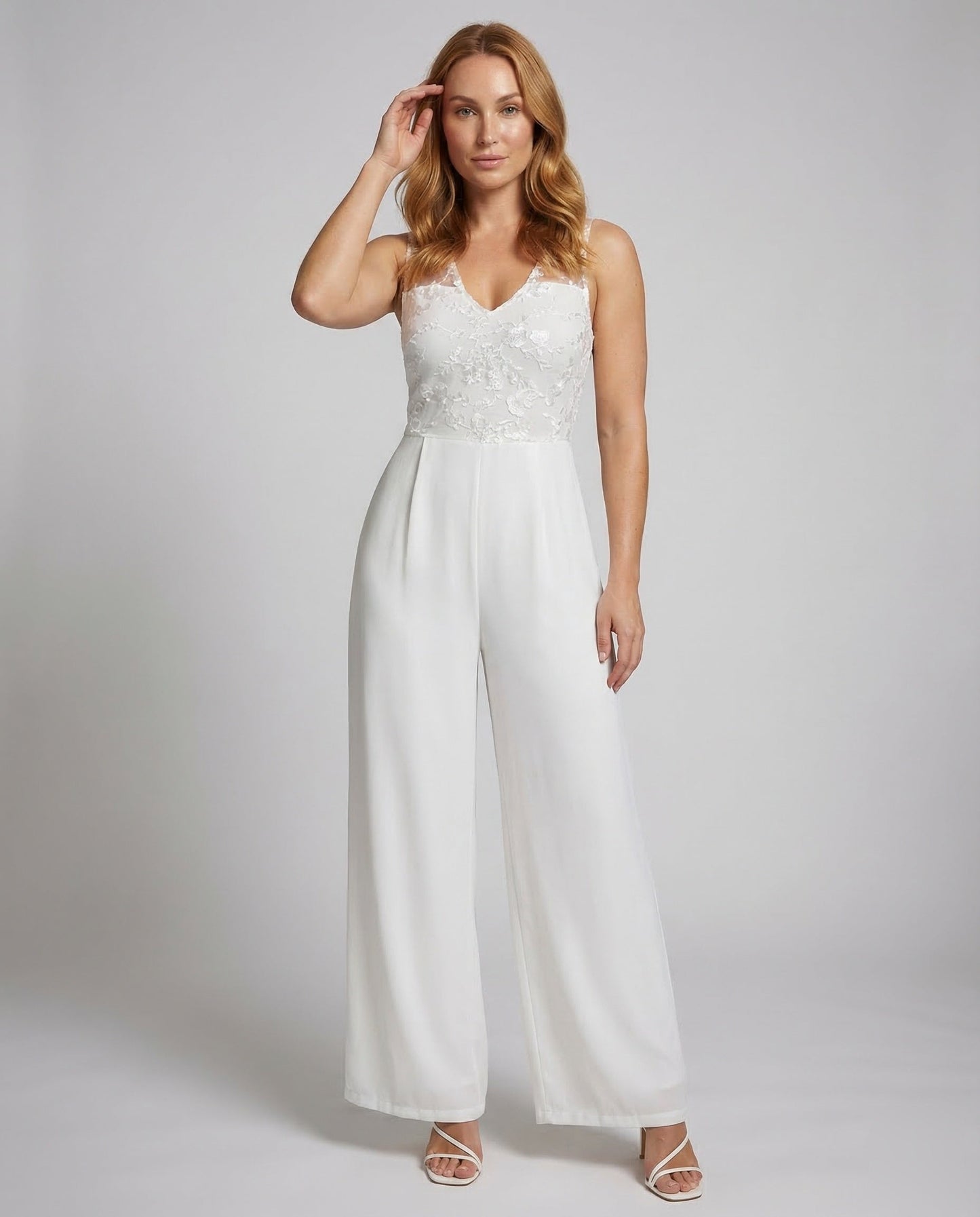 Damen Jumpsuit Spitze V-Ausschnitt - Eveloria