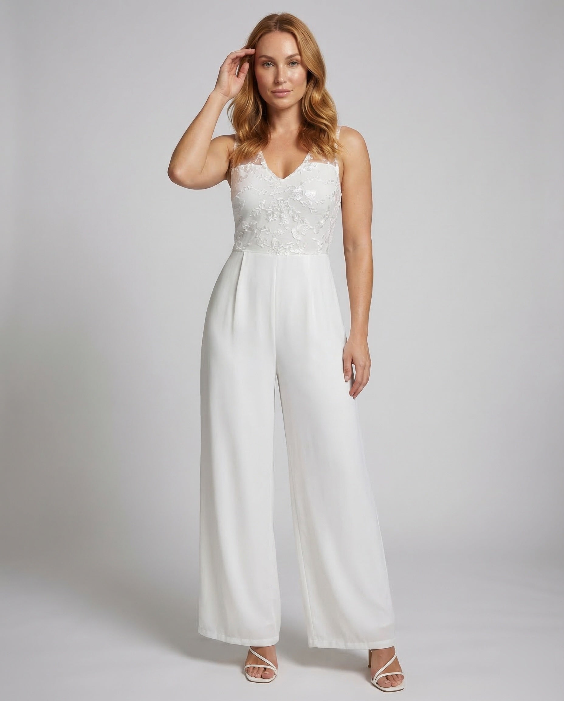 Damen Jumpsuit Spitze V-Ausschnitt - Eveloria