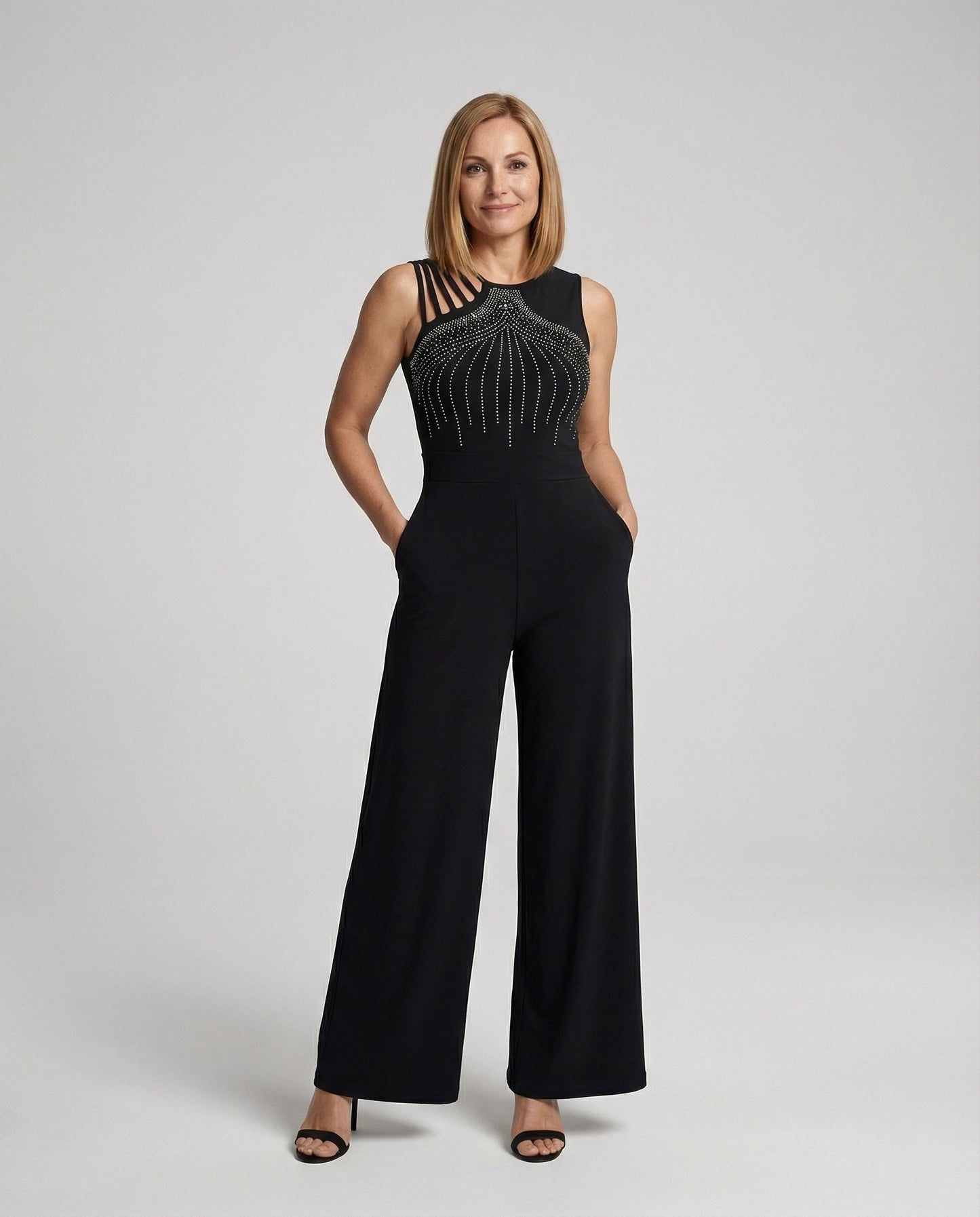 Damen Jumpsuit mit Pailletten Weit - Eveloria