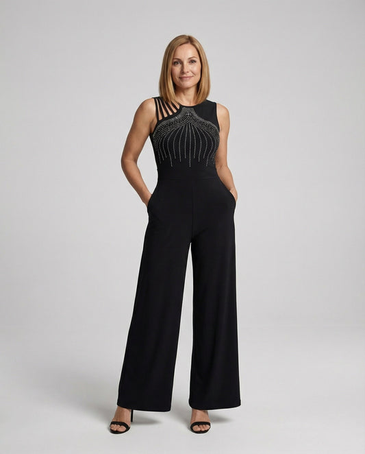 Damen Jumpsuit mit Pailletten Weit - Eveloria