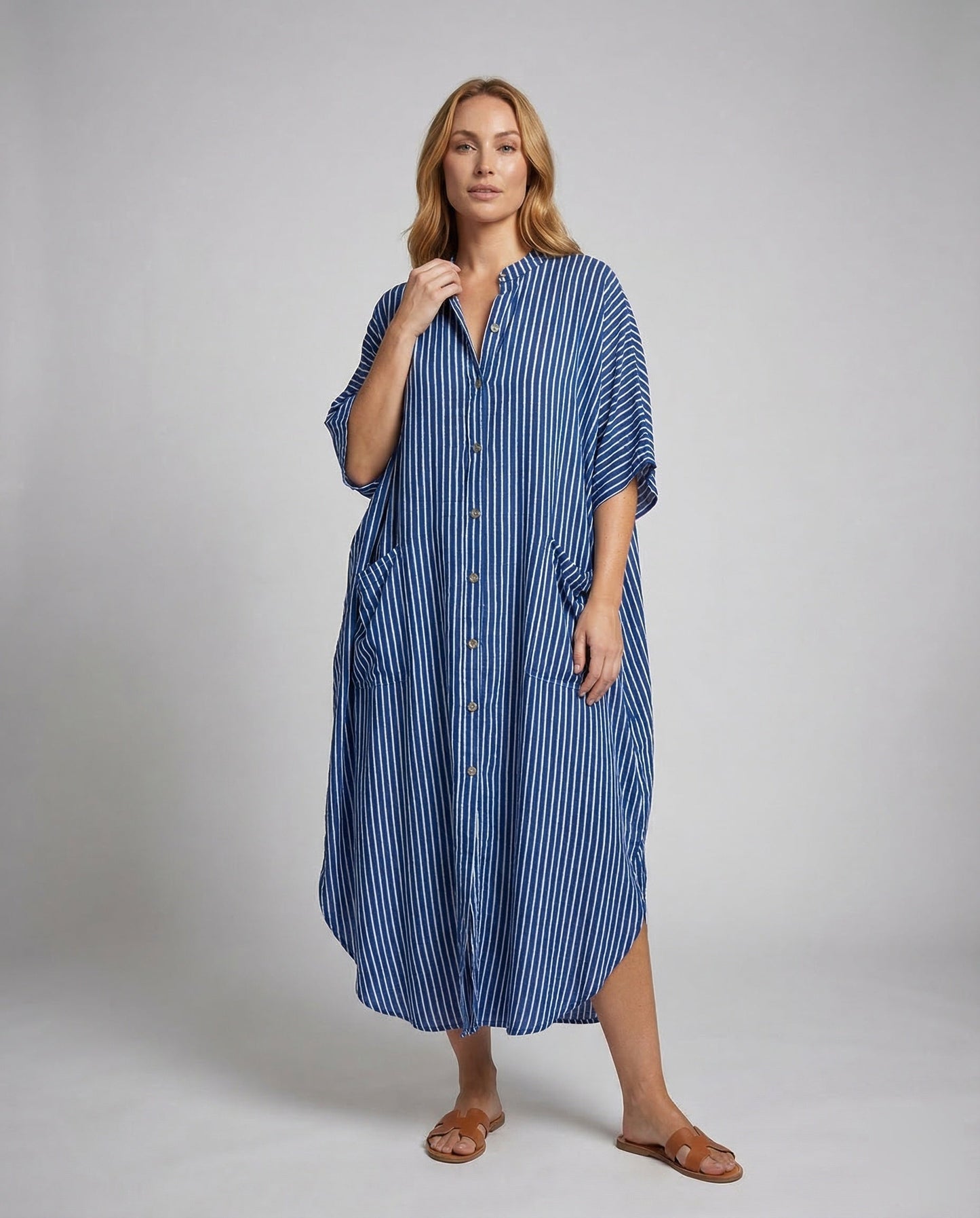 Damen Maxikleid Kaftan mit Taschen - Eveloria
