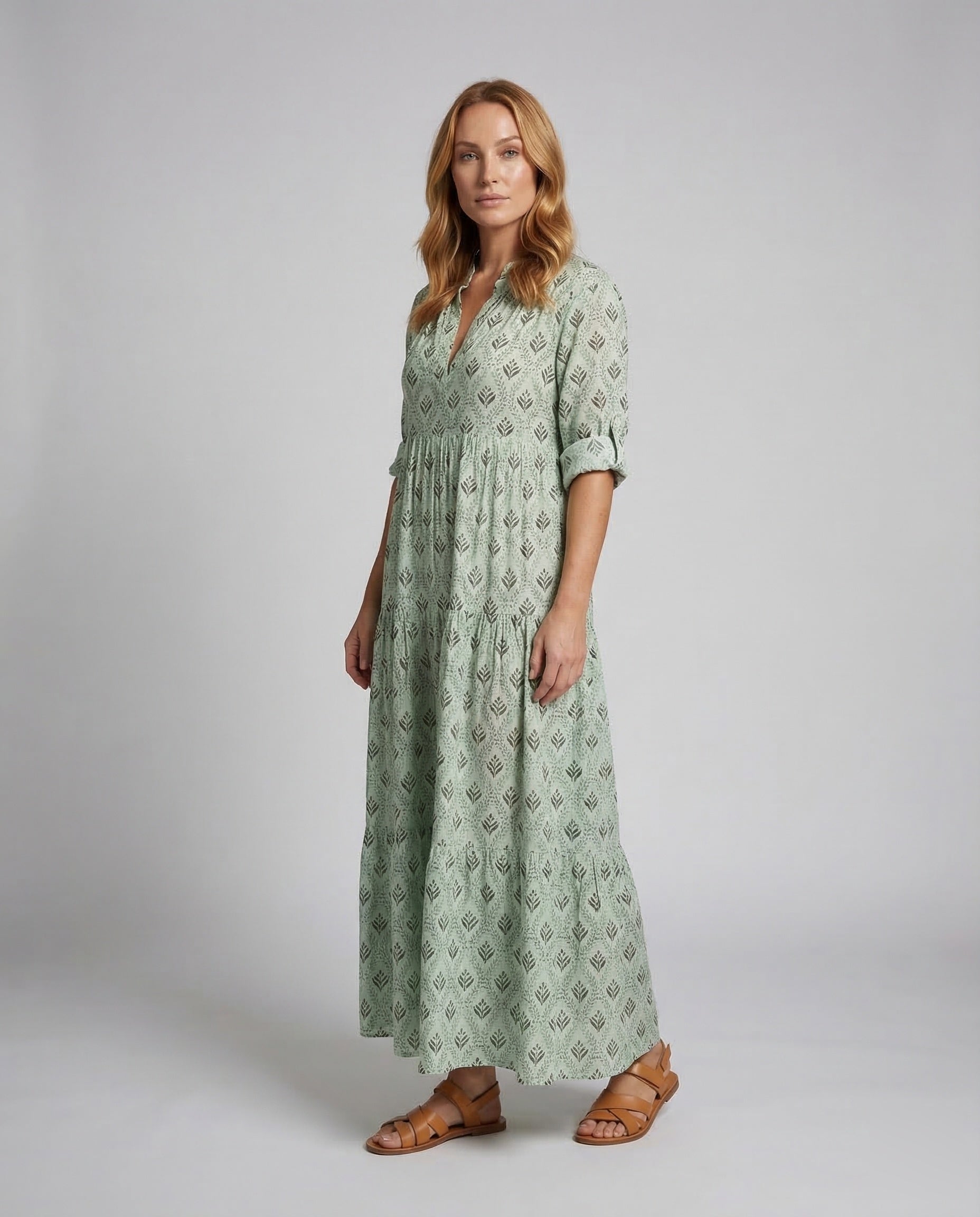 Damen Sommer Maxikleid aus Baumwolle - Eveloria