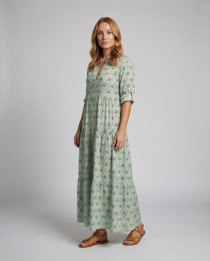 Damen Sommer Maxikleid aus Baumwolle - Eveloria