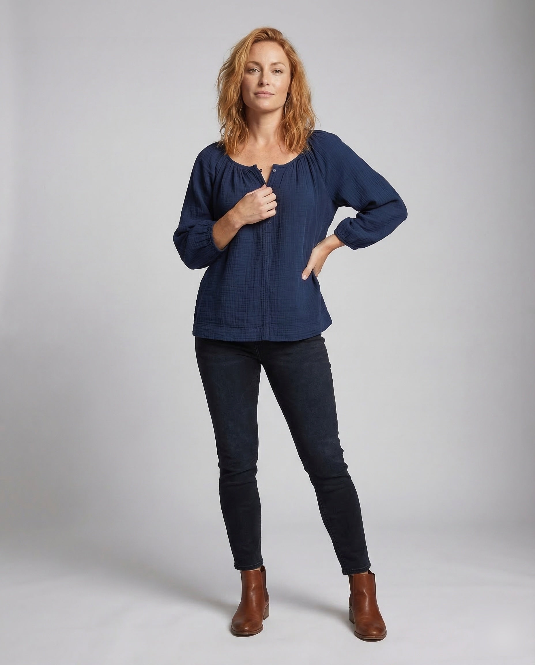 Damen Tunika Bluse aus Baumwolle Freizeit - Eveloria