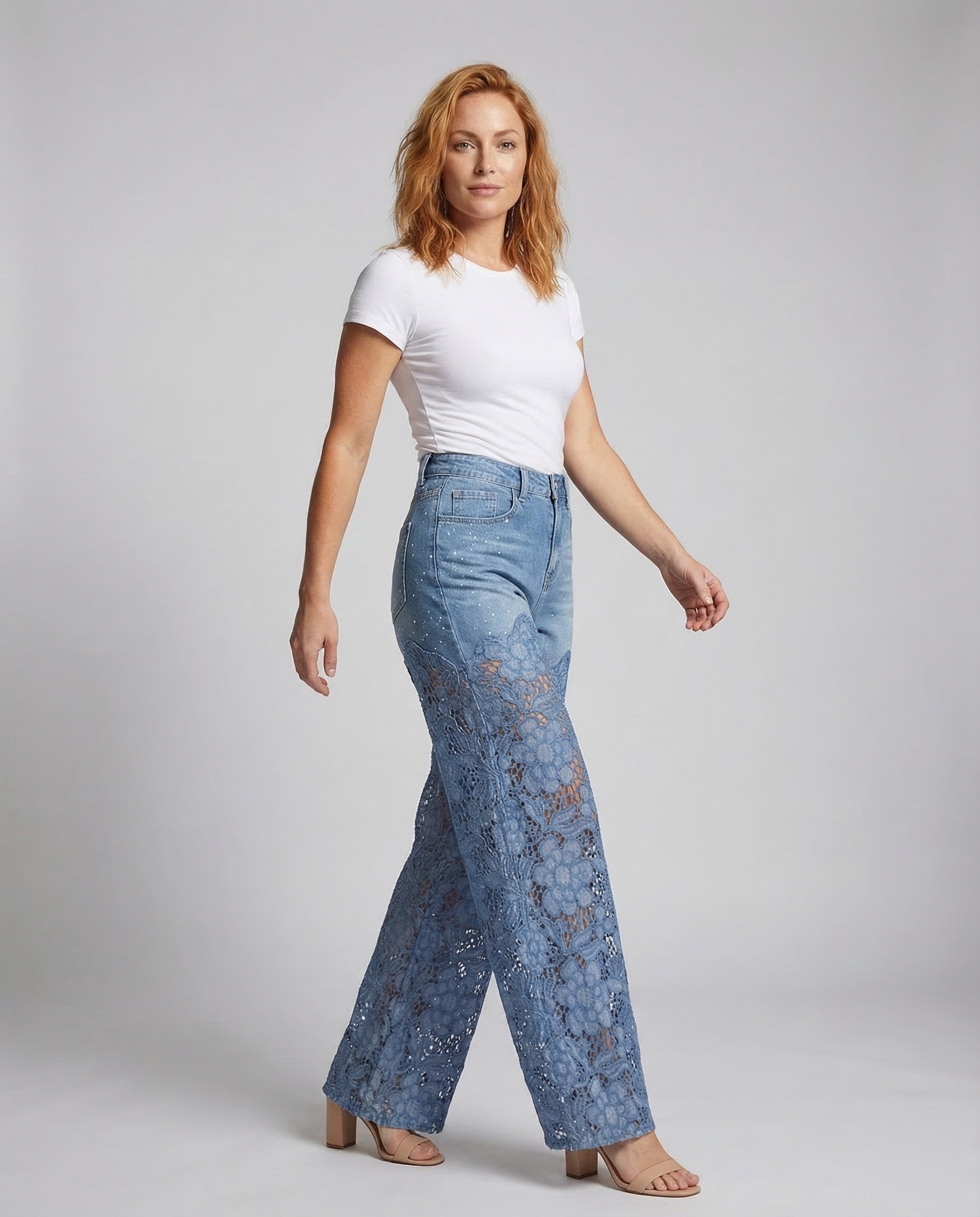 Damen High-Waist Flared-Jeans Hose - Eveloria