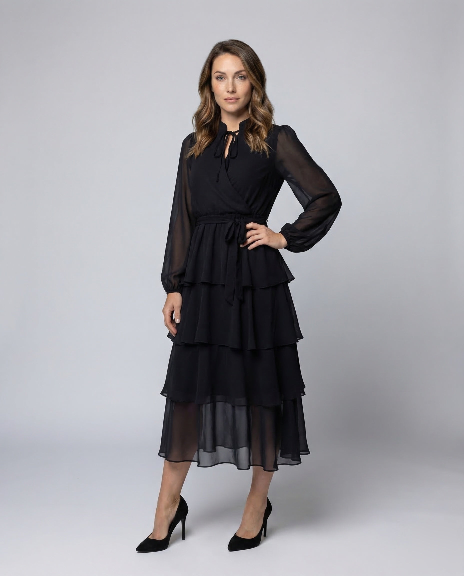 Damen Chiffon Midikleid Freizeit - Eveloria