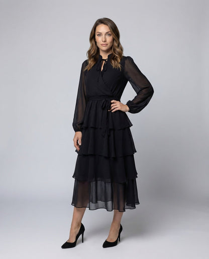 Damen Chiffon Midikleid Freizeit - Eveloria