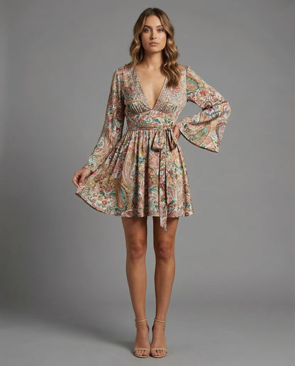 Damen Wickelkleid Boho Freizeitkleid - Eveloria