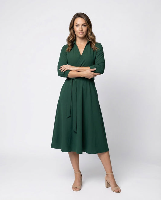 Damen Wickelkleid Blusenstyle Baumwolle - Eveloria