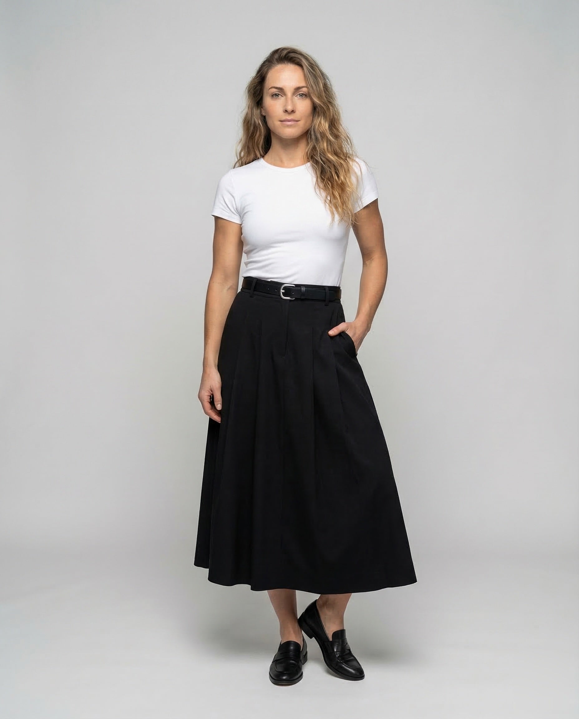 Damen Maxirock A-Linie Kellerfalten - Eveloria