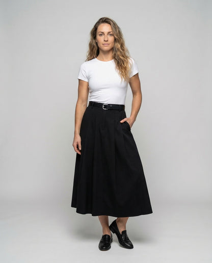 Damen Maxirock A-Linie Kellerfalten - Eveloria