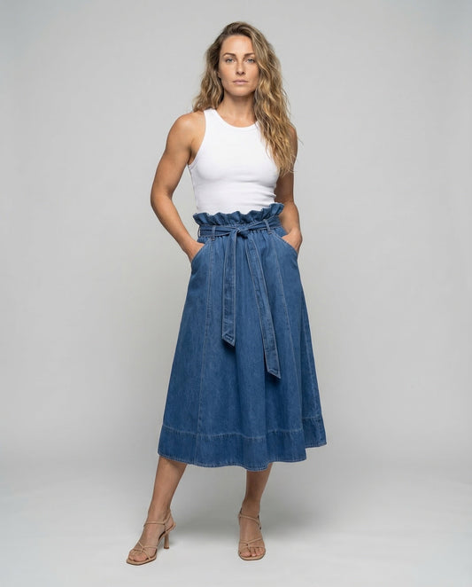 Damen Midirock Denim High Waist Jeans - Eveloria