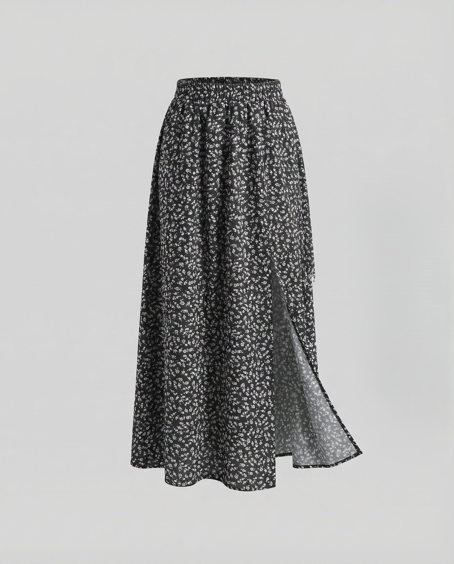 Damen Maxirock Blumenprint Mit Schlitz