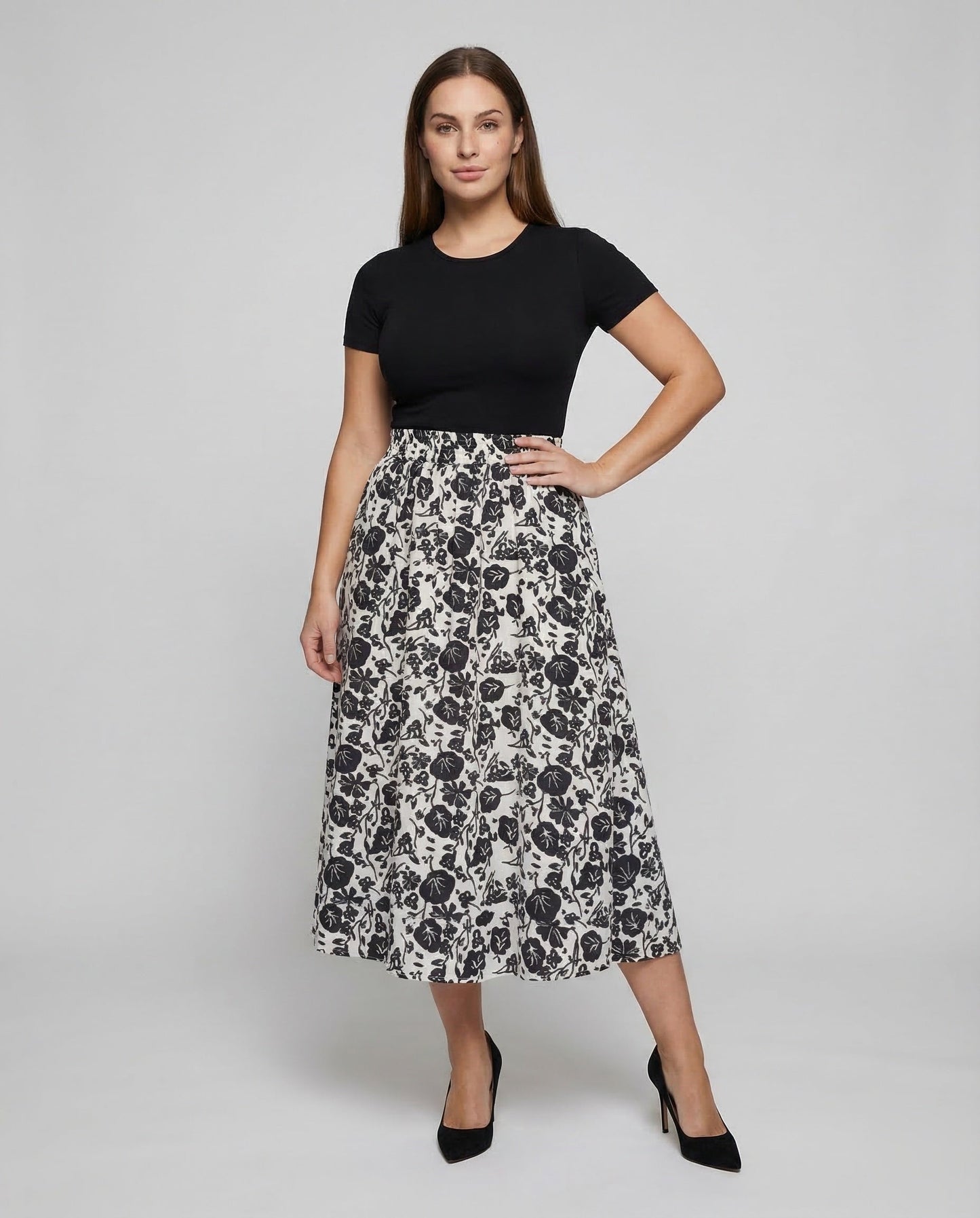 Damen Midirock Jacquard Muster - Eveloria