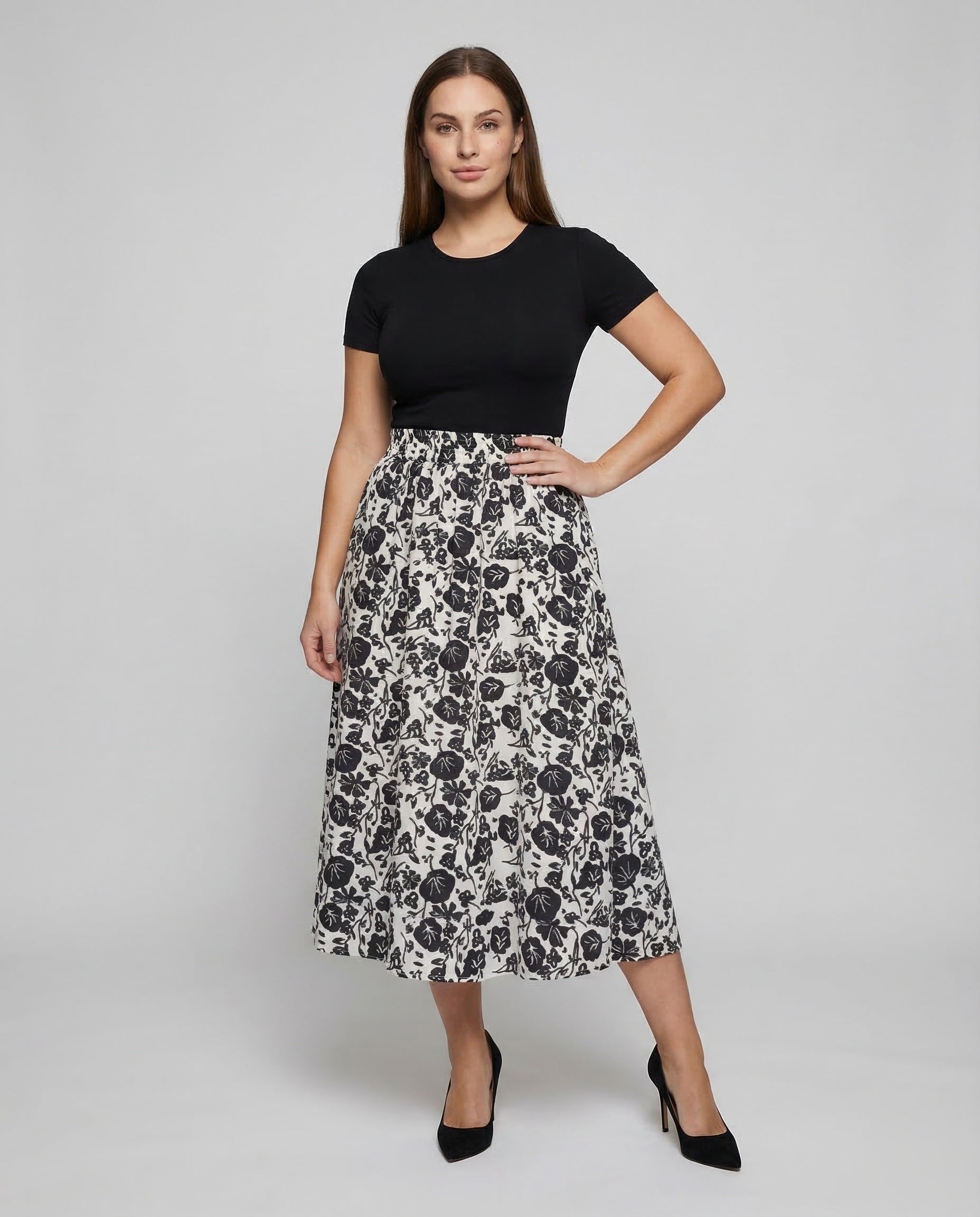 Damen Midirock Jacquard Muster - Eveloria