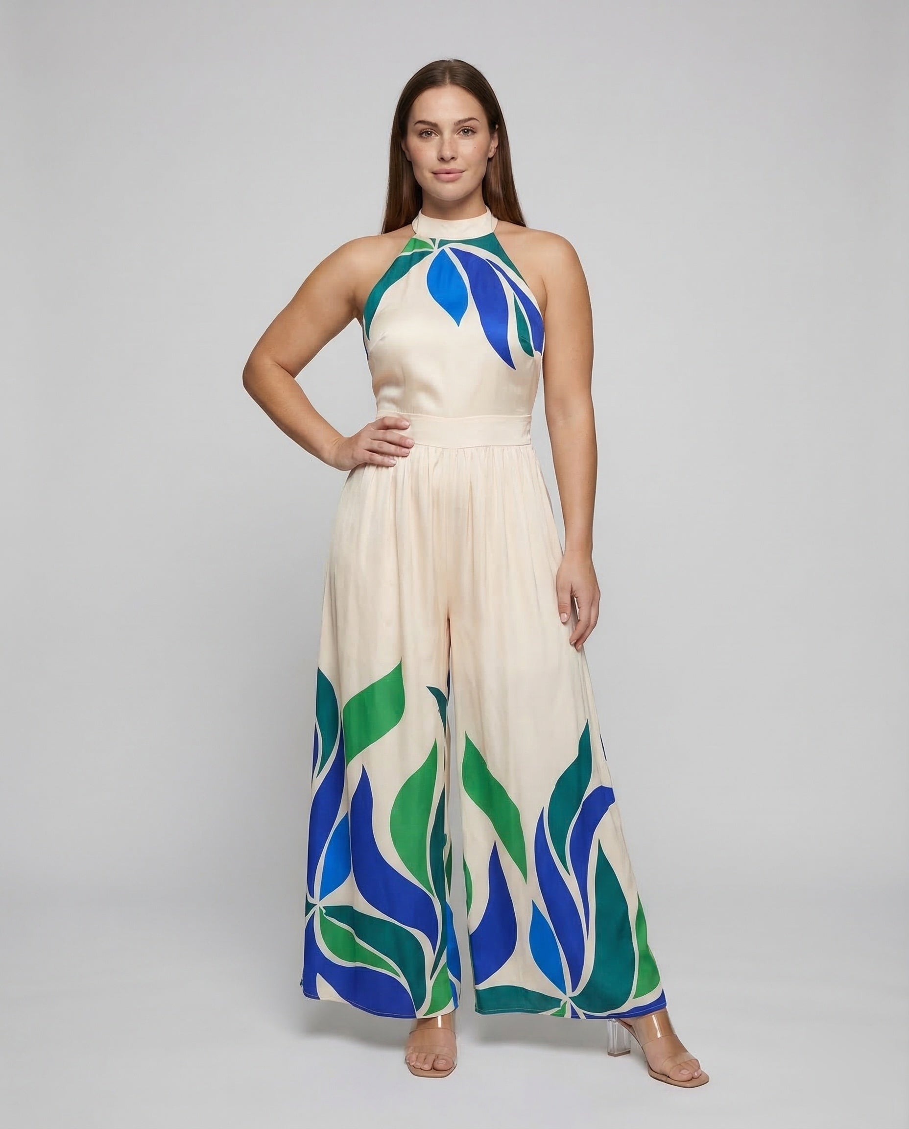 Damen Ärmelloses Maxikleid Stehkragen Geraffter Rock - Eveloria