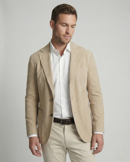 Herren Sakko Veloursleder Elegant Schwarz - Eveloria