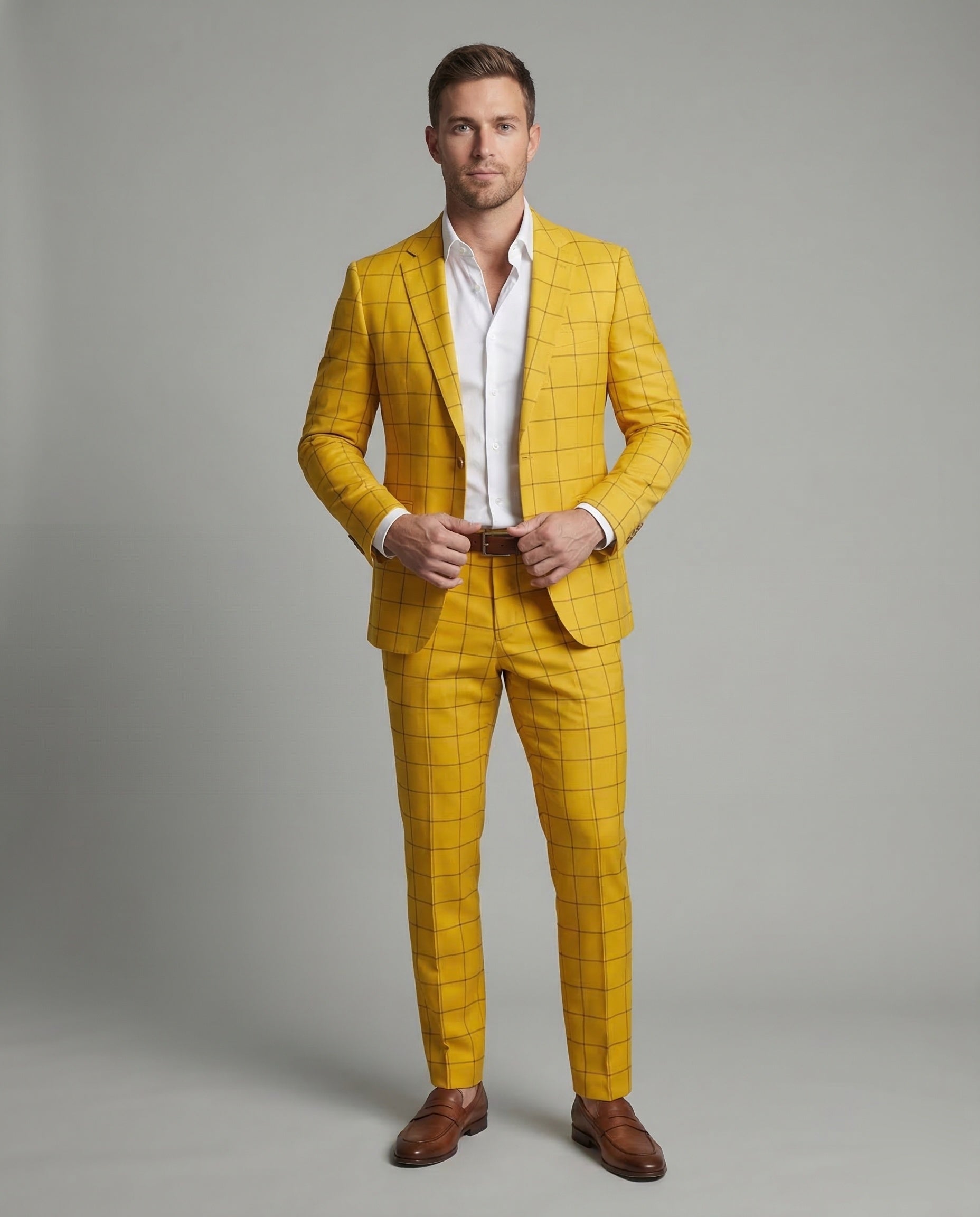 Herren Businessanzug Wollmix Karo Slimfit - Eveloria