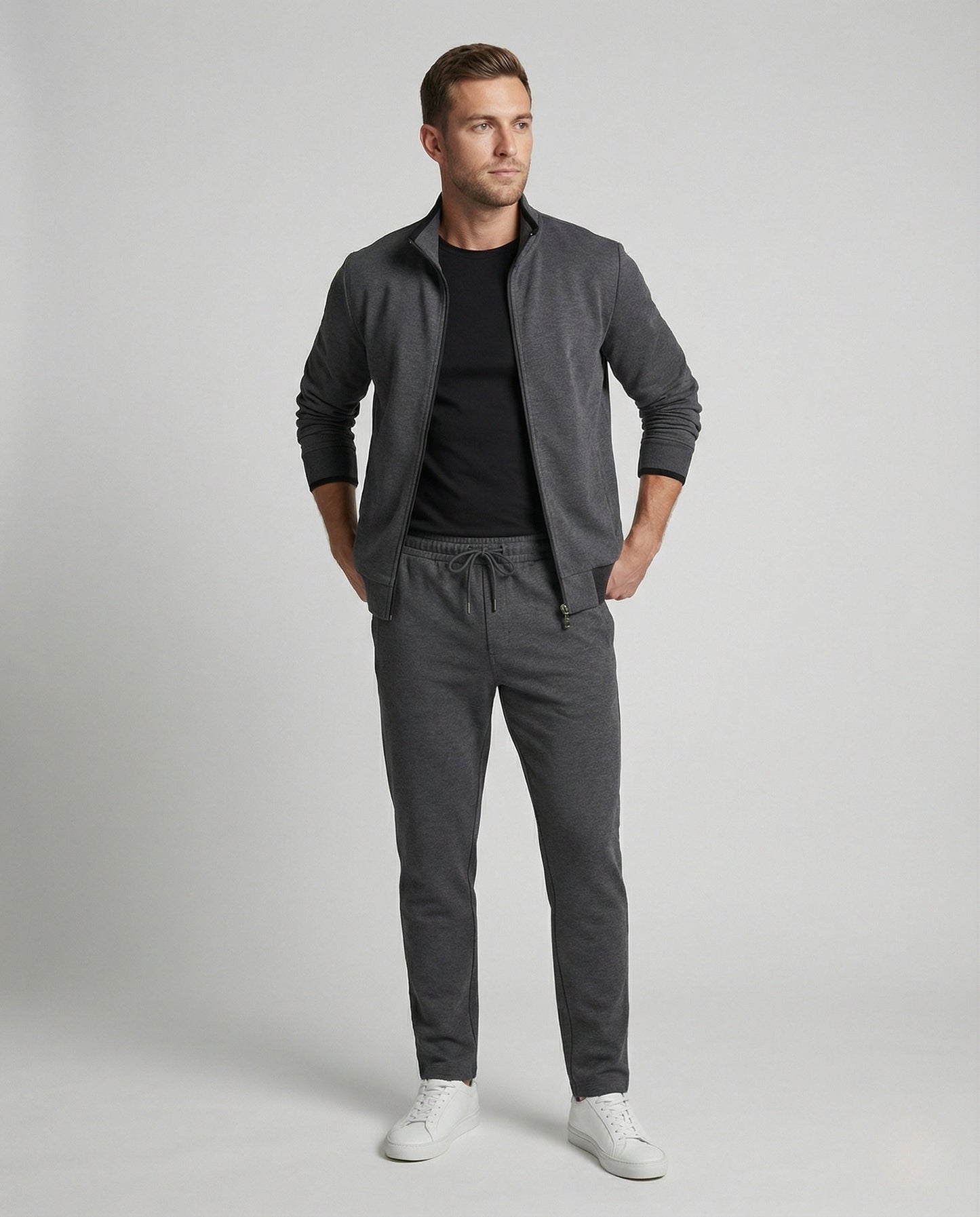 Herren Freizeitset Jersey Jogginghose Grau - Eveloria
