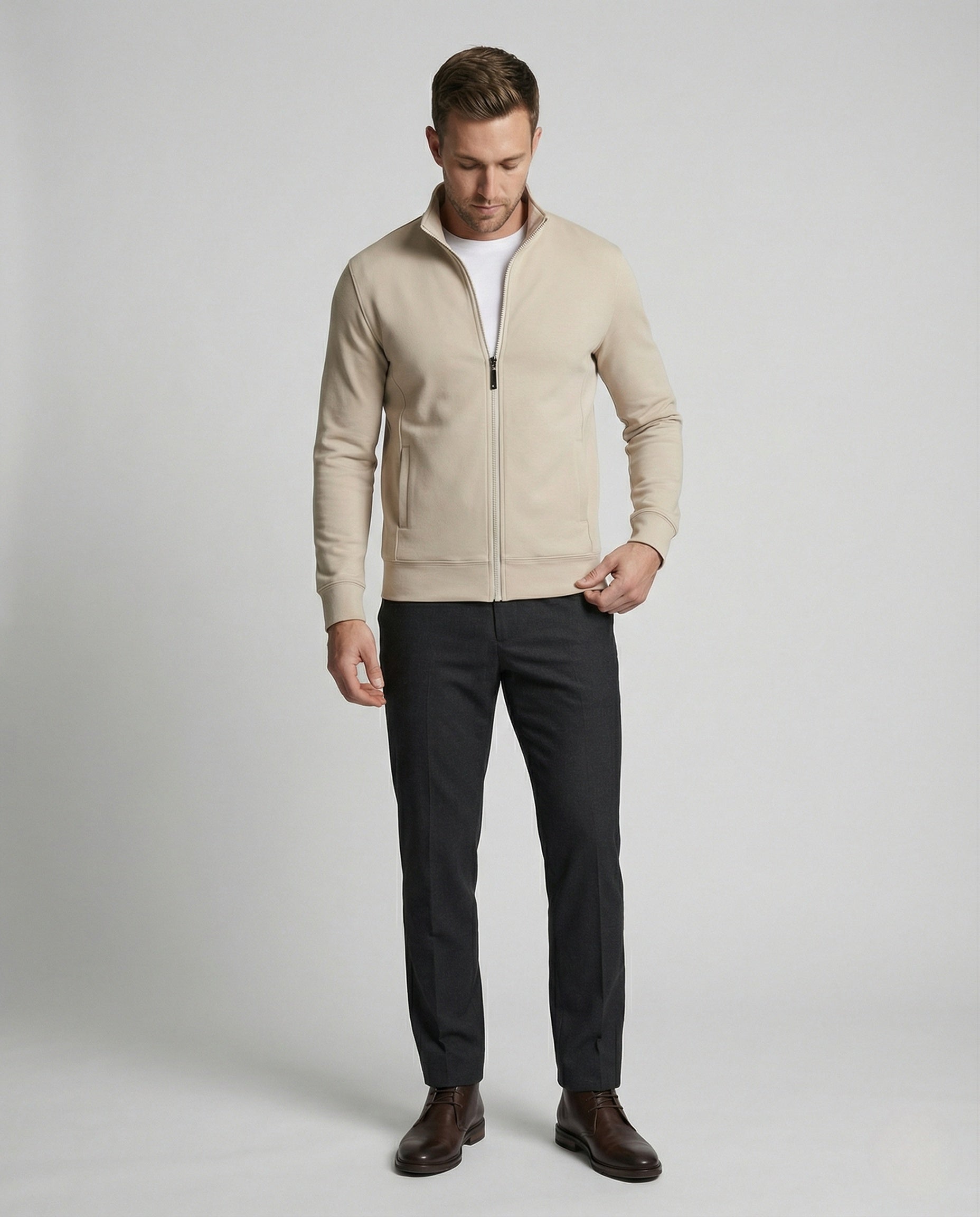 Herren Cardigan Sweat Reißverschluss Grau - Eveloria
