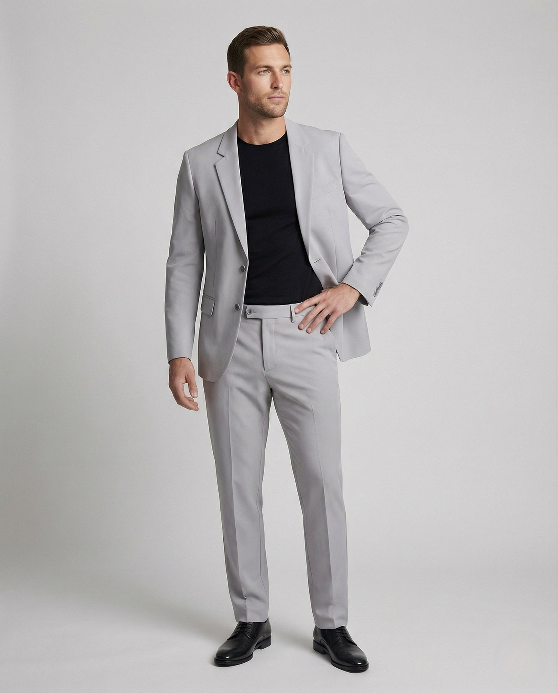Herren Businessanzug Bügelfaltenhose Schwarz - Eveloria