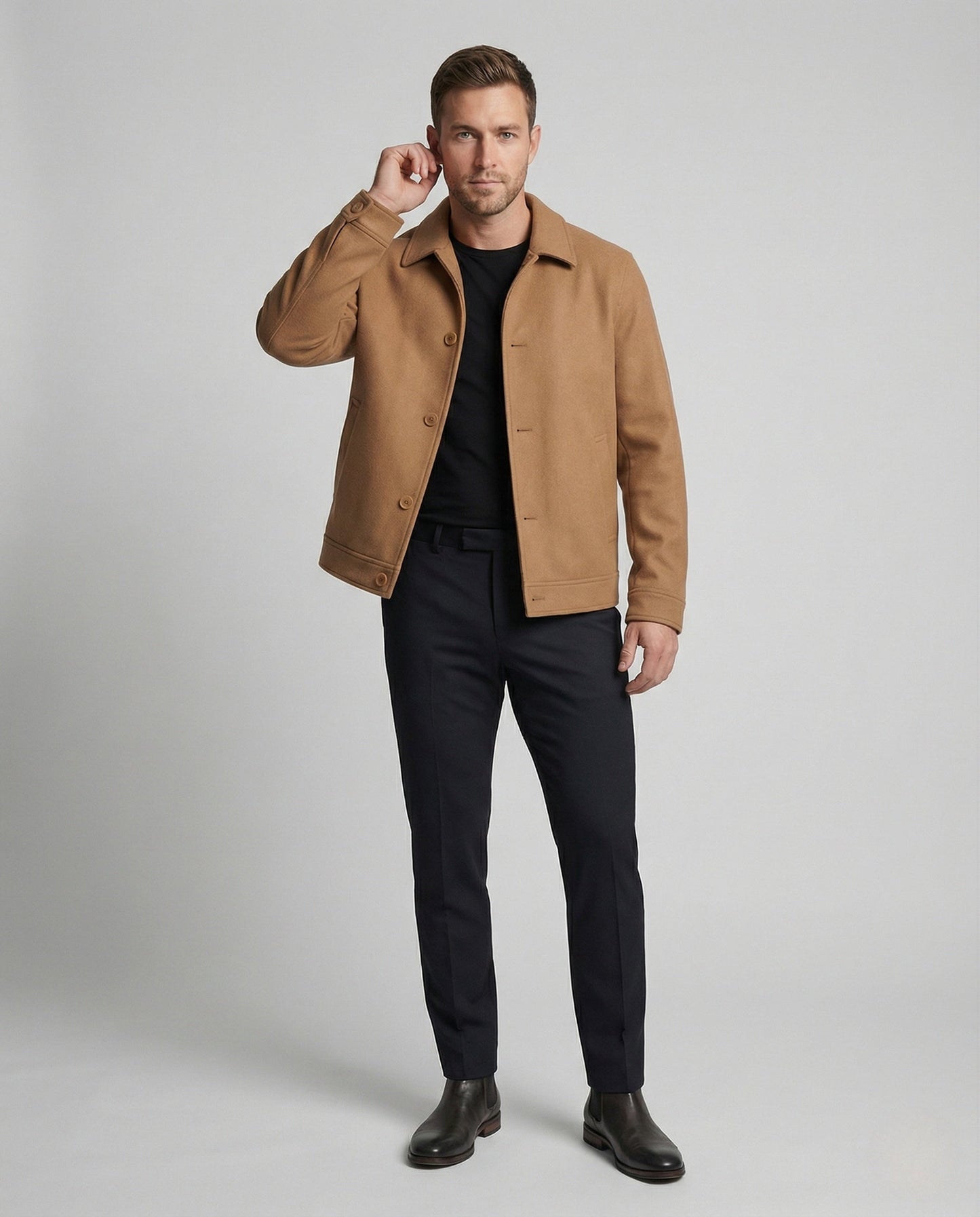 Herren Wollmix Mantel Oversize Revers - Eveloria