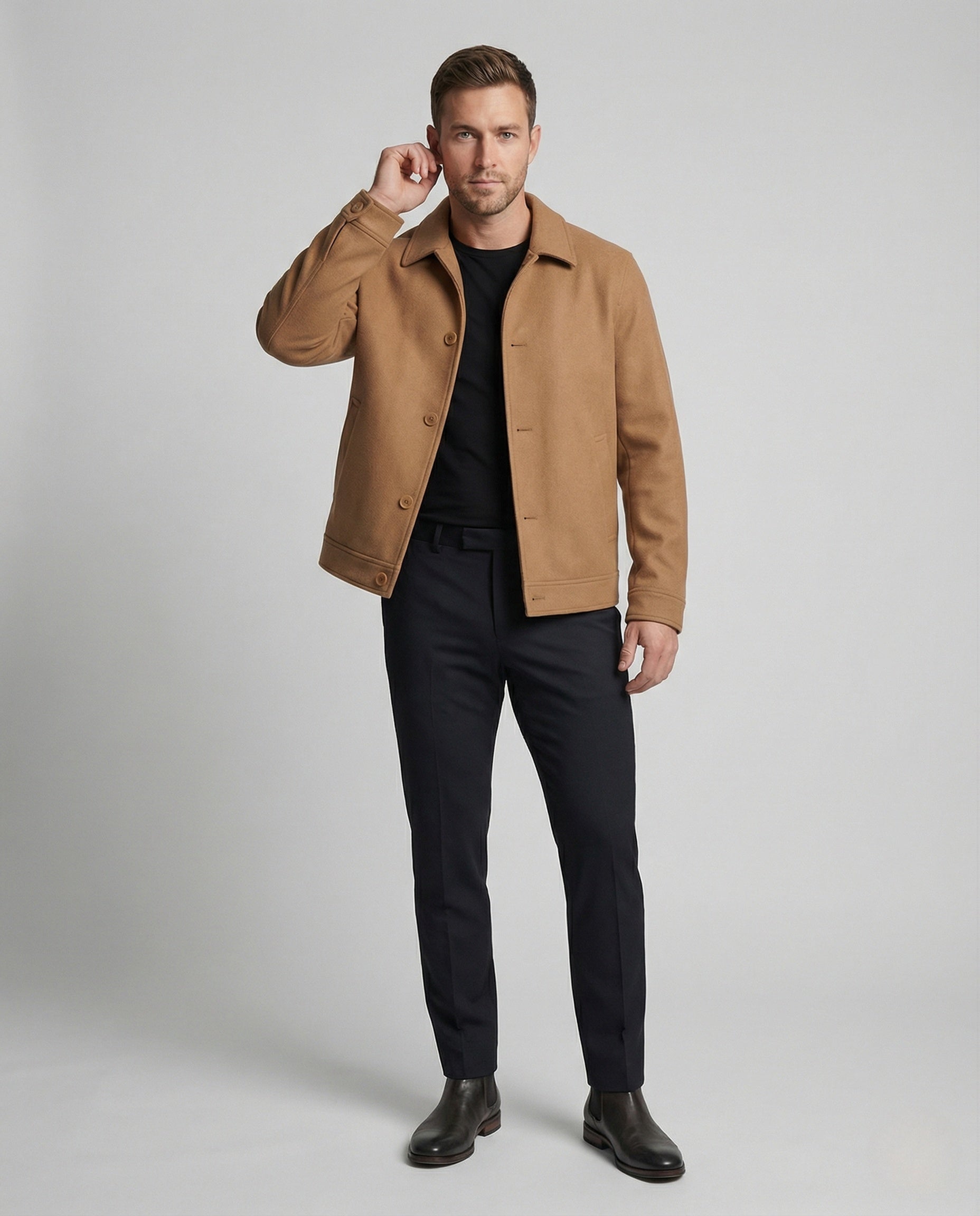 Herren Wollmix Mantel Oversize Revers - Eveloria