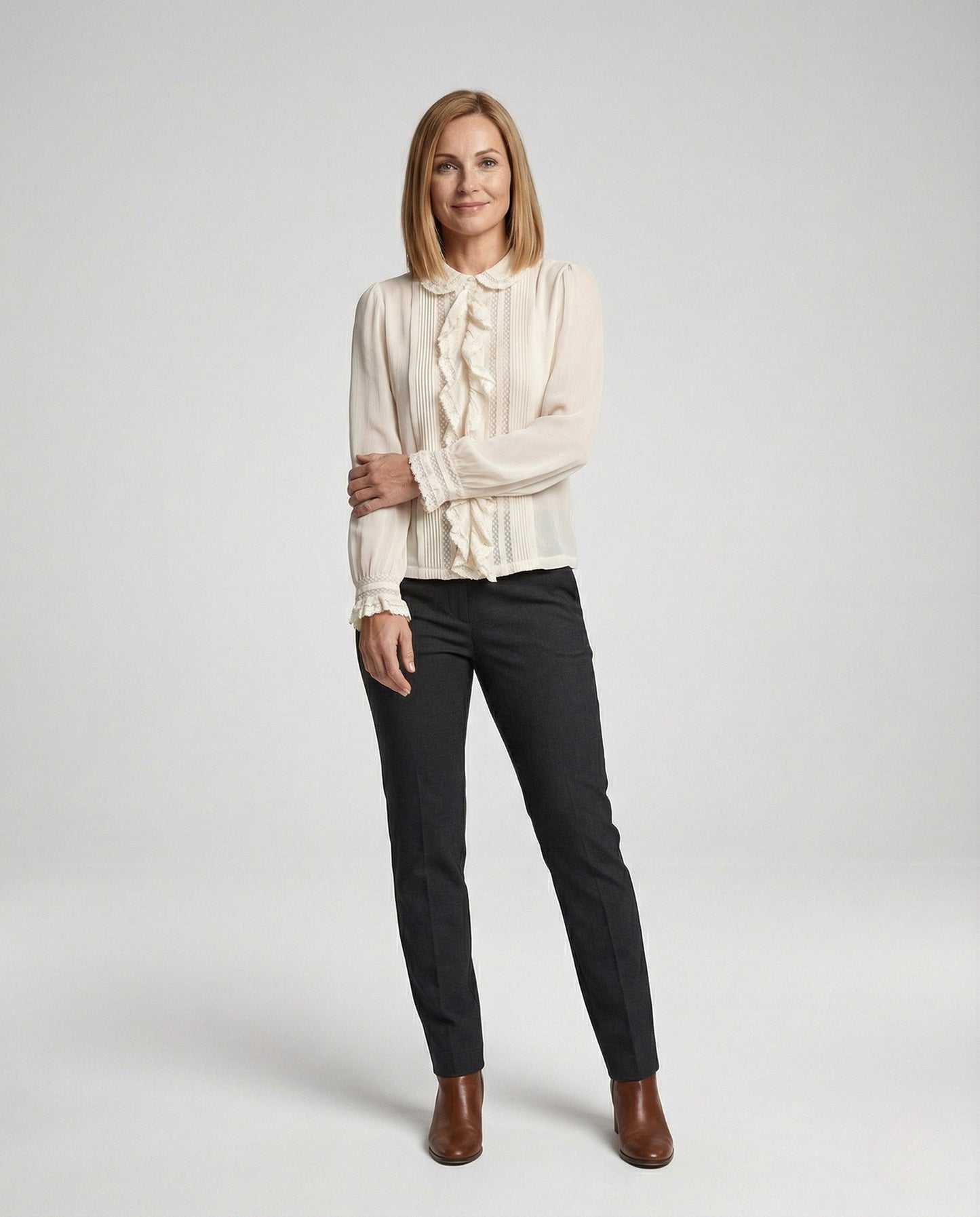 Damen Chiffonbluse Mit Rüschenkragen Romantisch - Eveloria