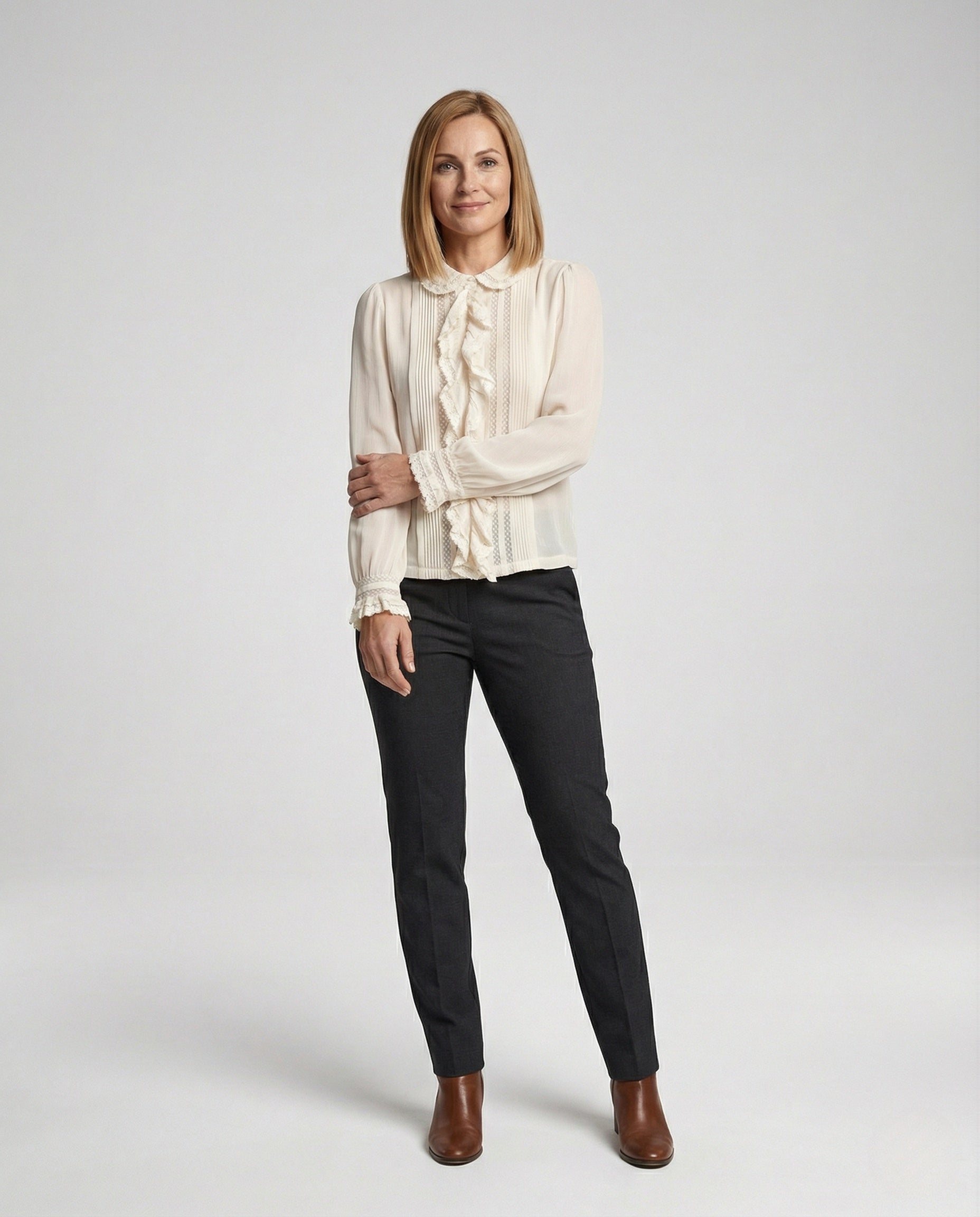 Damen Chiffonbluse Mit Rüschenkragen Romantisch - Eveloria