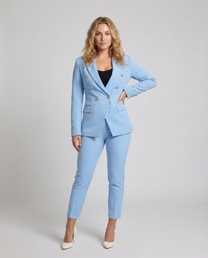 Damen Hosenanzug Zweireihiger Blazer - Eveloria